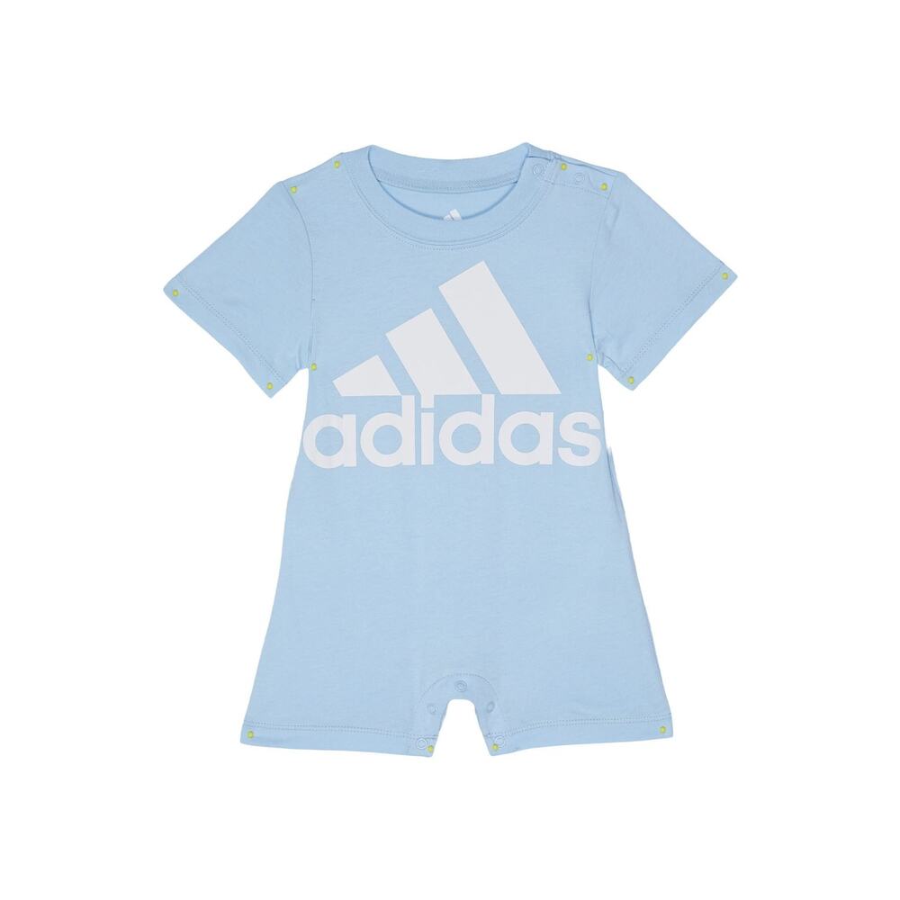 ADIDAS BABY BOY'S COTTON SHORTIE ROMPER (INFANT) CLEAR SKY 6 MONTHS